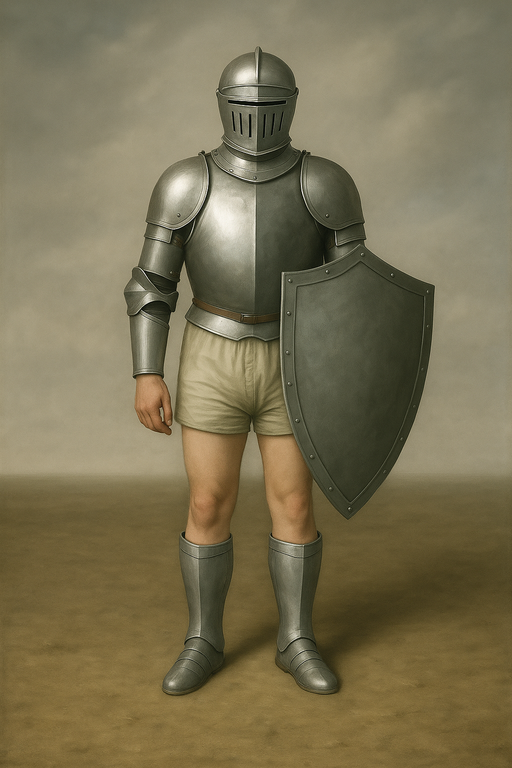 Man in partial suit of armor wearing only upper body protection, symbolizing a single-member LLC with legal protection but exposed tax vulnerabilities