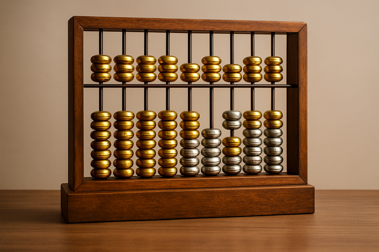 A wooden abacus with alternating gold and silver beads, symbolizing the detailed tax calculations behind Qualified Small Business Stock (QSBS) savings