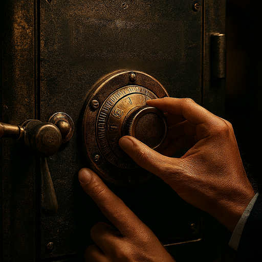 Hands adjusting the dial of an old vault safe, symbolizing unlocking the full potential of QBI tax savings strategies.