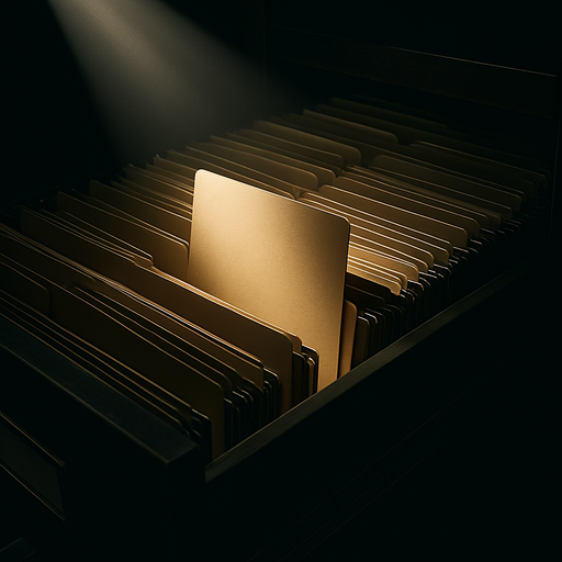 A spotlight shines on a single folder in a filing cabinet, representing overlooked tax deductions by CPAs, like the QBI deduction.